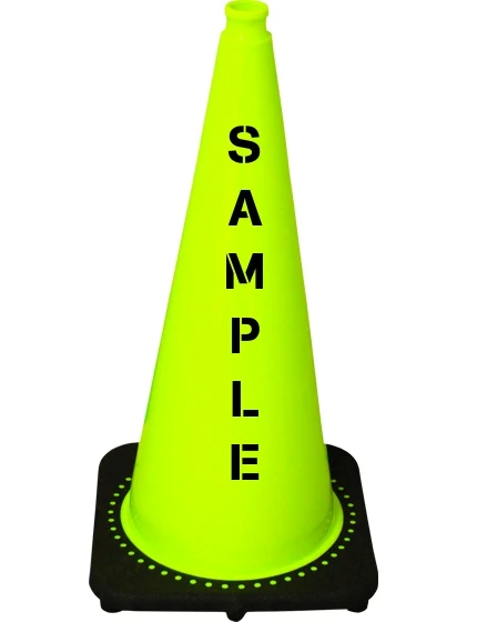 Lime 28\" 7 lb Black Base Cone with Double Sided (2X) Custom Stencil
