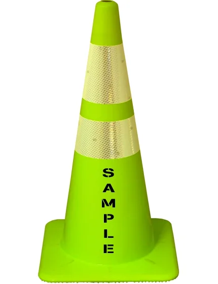 Lime 28\" Cone with 6\" \u0026 4\" Reflective Collars \u0026 Custom Stencil