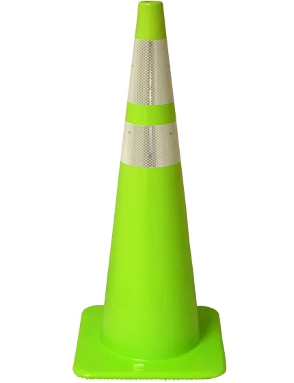 Lime 36\" Flow Molded Traffic Cone w/ 6\" \u0026 4\" Reflective Collars
