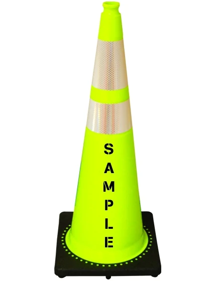 Lime, Black Base, 36\" Cone with 6\" \u0026 4\" Reflective Collars \u0026 Custom Stencil