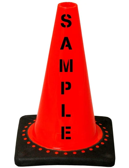 Orange 12\" Black Base Cone with Custom Stencil