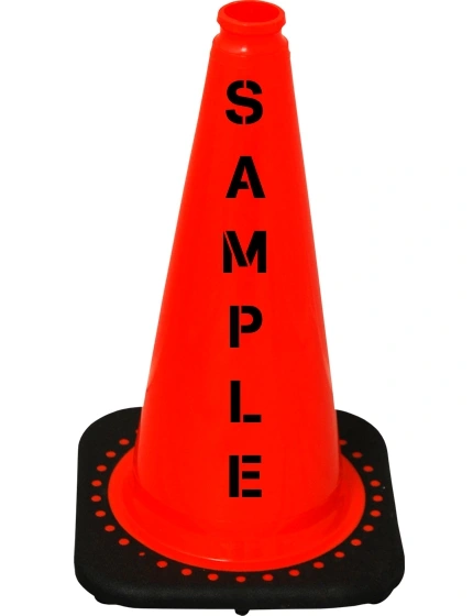 Orange 18\" Black Base Cone with Custom Stencil