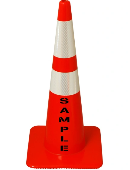 Orange, 28\", 5 lb, Flow Molded Traffic Cone w/6\" \u0026 4\" Reflective Collar \u0026 Custom Stencil