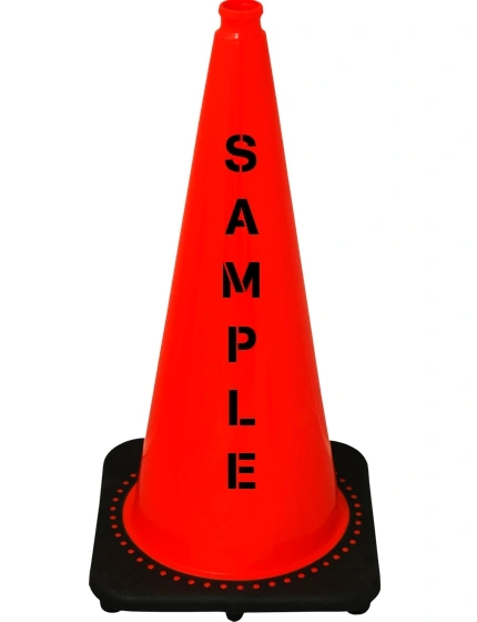 Orange 28\" 7 lb Black Base Cone with Custom Stencil
