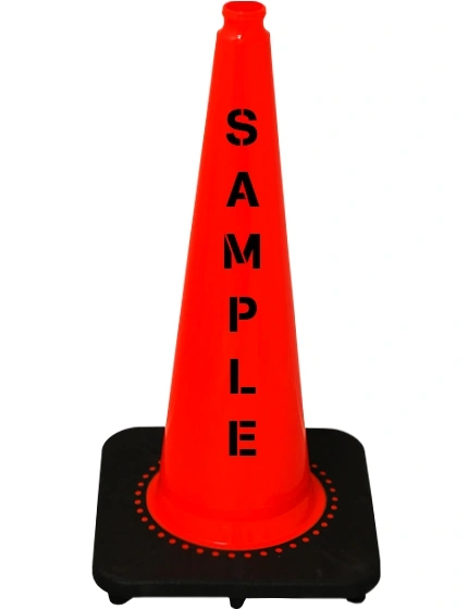 Orange 28\" 7 lb Slim Line Black Base Cone with Custom Stencil