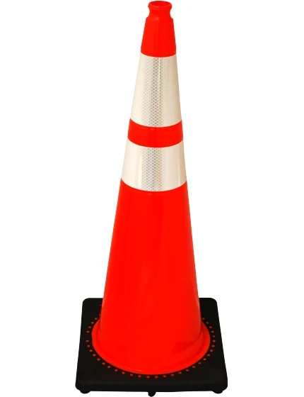 Orange 36\" 10 lb Black Base Cone with 6\" \u0026 4\" Reflective Collars