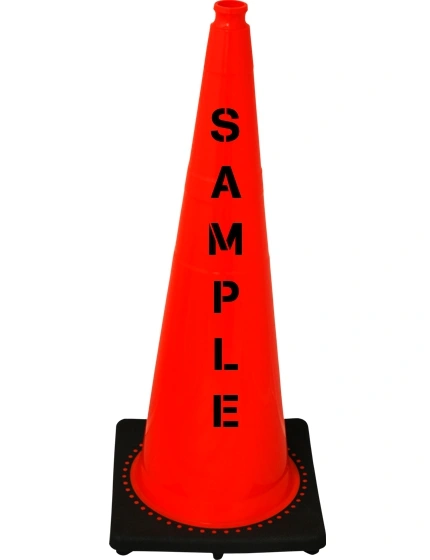 Orange 36\" 12 lb Black Base Cone with Custom Stencil