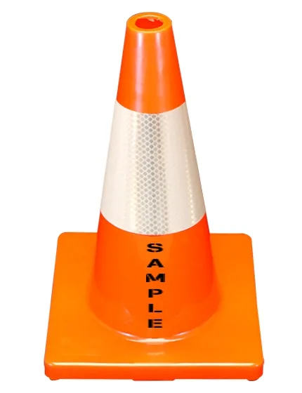 Orange Economy 18\" Cone with 6\" Reflective Collar and Custom Stencil