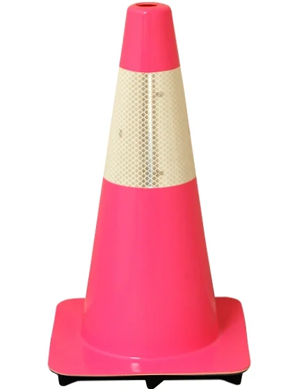 Pink 18\" Flow Molded Traffic Cone w/6\" Reflective Collar