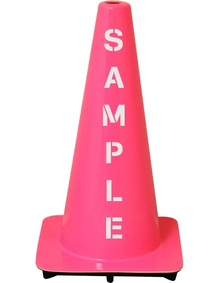 Pink 18\" Flow Molded Traffic Cone w/Custom Stencil