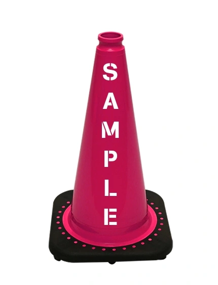 Pink 18\" Black Base Cone with Custom Stencil