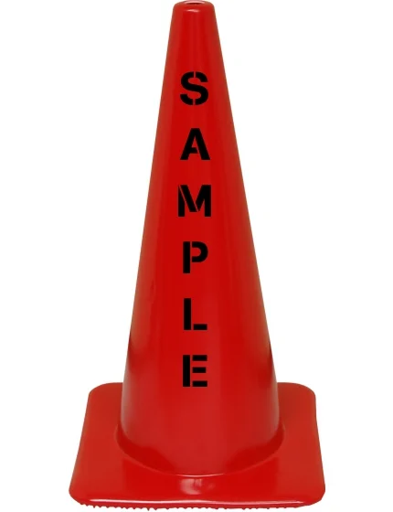 Red 28\" 7 Lb Flow Molded Traffic Cone with Custom Stencil