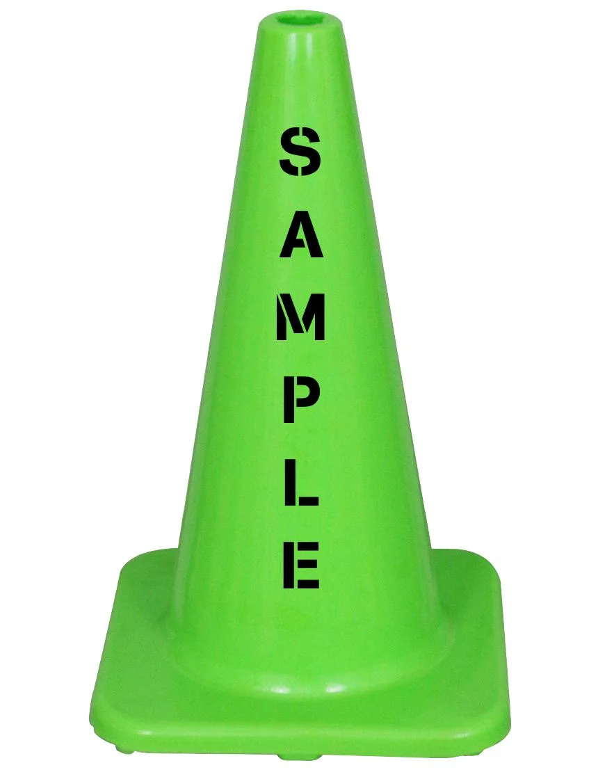 Solid Lime, 18\" Economy Cone with Double Sided (2X) Custom Stencil