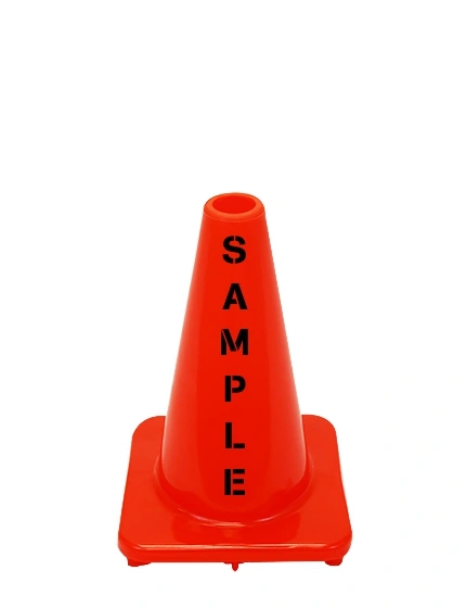 Solid Orange, 12\" Economy Cone with Custom Stencil