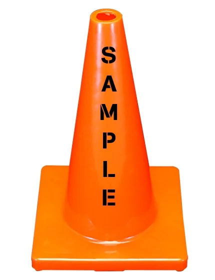 Solid Orange 18\" Economy Cone with Custom Stencil