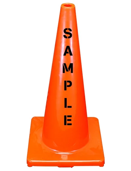 Solid Orange, 28\", 5 lb, Economy Cone with Custom Stencil