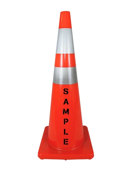 Solid Orange, 36\", 9.2 lb, Economy Cone w/6\" \u0026 4\" Reflective Collars \u0026 Custom Stencil