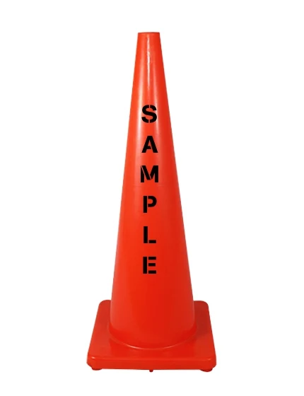 Solid Orange, 36\", 9.2 lb, Economy Cone with Custom Stencil