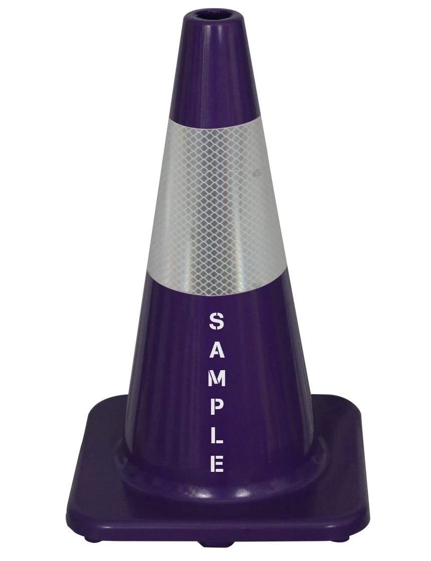 Solid Purple, 18\" Economy Cone with 6\" Reflective Collar \u0026 Stencil