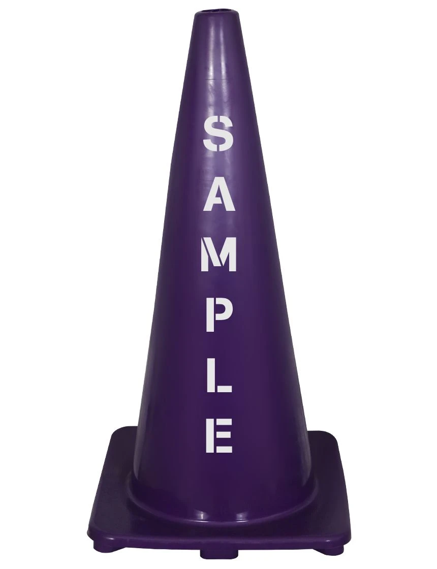 Solid Purple 28\", 5 lb, Economy Cone with Double Sided (2x) Custom Stencil