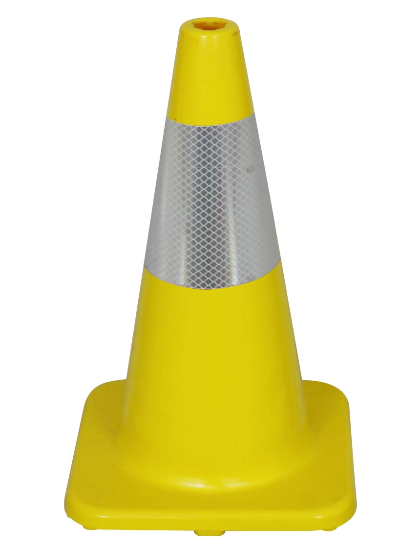 Solid Yellow, 18\" Economy Cone with 6\" Reflective Collar