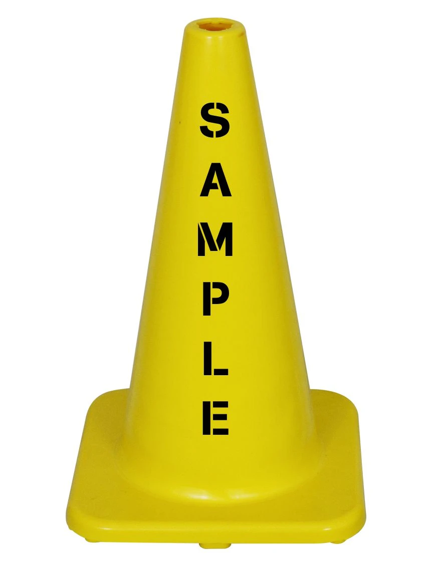Solid Yellow, 18\" Economy Cone with Custom Stencil