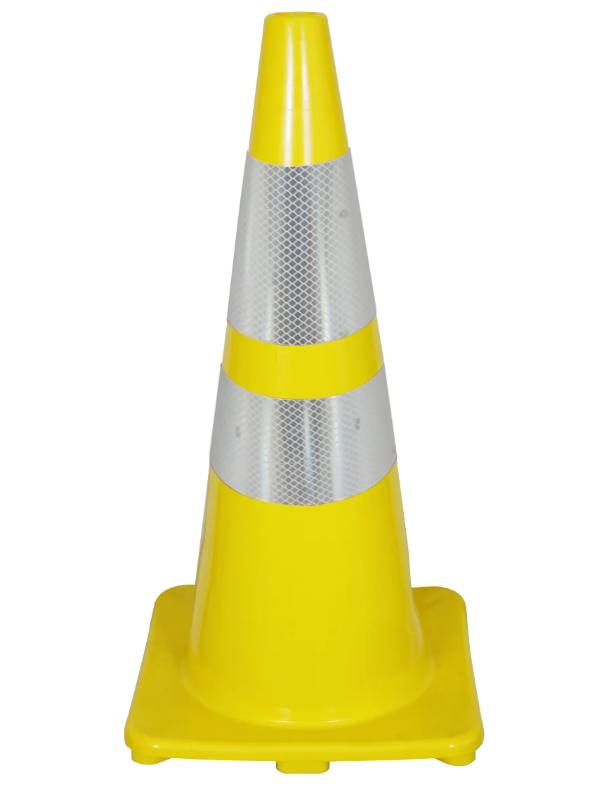Solid Yellow 28\", 5 lb, Economy Cone w/6\" \u0026 4\" Reflective Collars