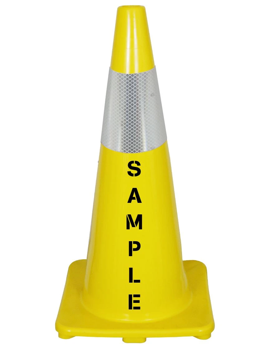 Solid Yellow 28\", 5 lb, Economy Cone with 6\" \u0026 4\" Reflective Collars \u0026 Custom Stencil