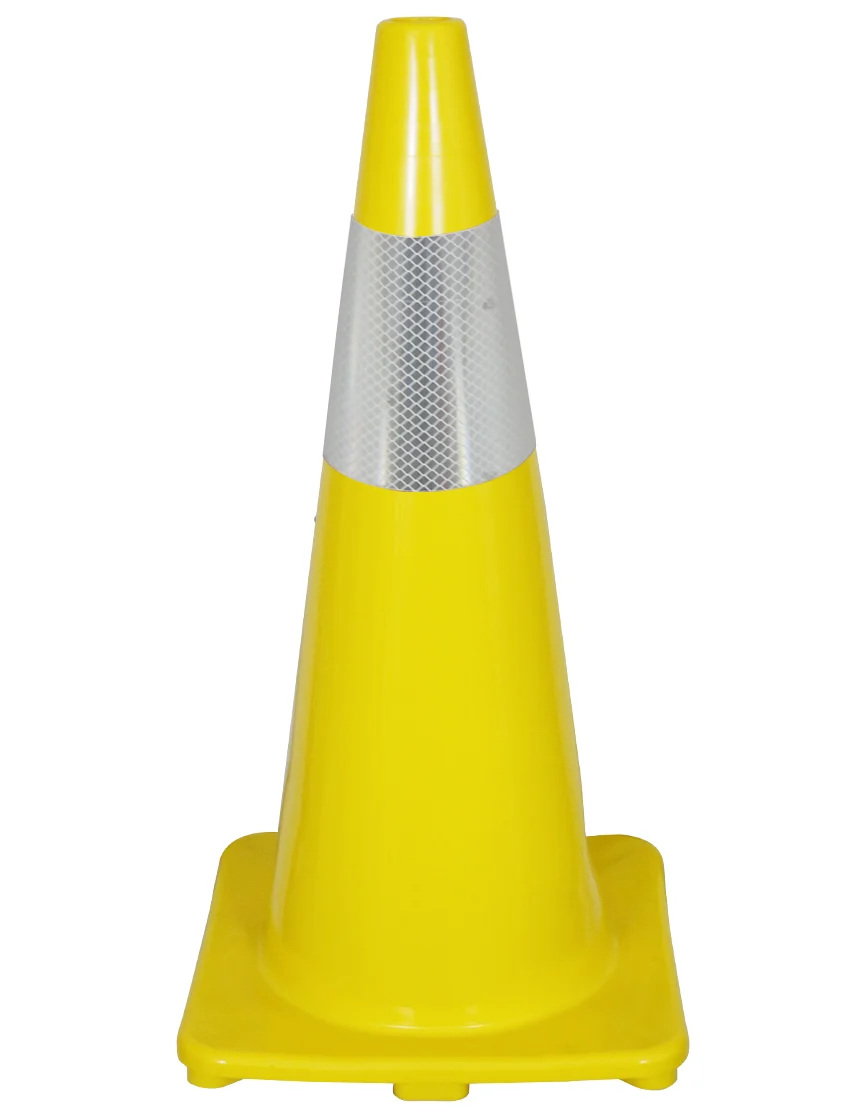 Solid Yellow 28\", 5 lb, Economy Cone with 6\" Reflective Collar