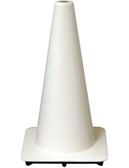 White 18\" Flow Molded Traffic Cone