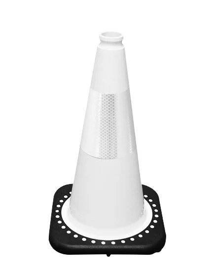 White 18\" Black Base Cone with 6\" Reflective Collar