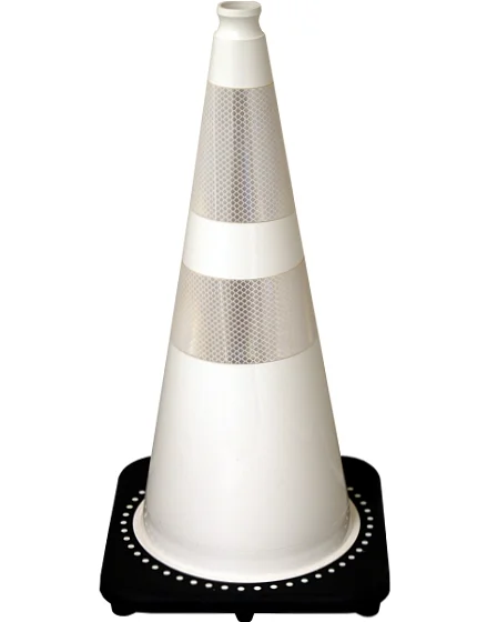White 28\" 7 lb Black Base Cone with 6\" \u0026 4\" Reflective Collars