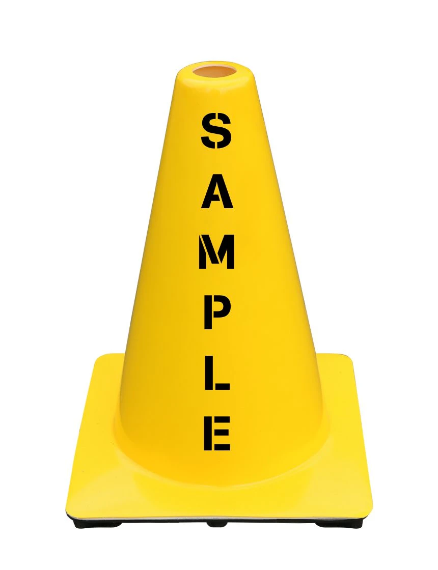 Yellow 12\" Flow Molded Cone with Custom Stencil