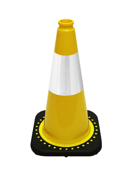 Yellow 18\" Black Base Cone with 6\" Reflective Collar
