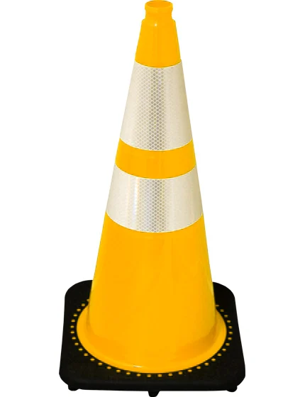 Yellow 28\" 7 lb Black Base Cone with 6\" \u0026 4\" Reflective Collars