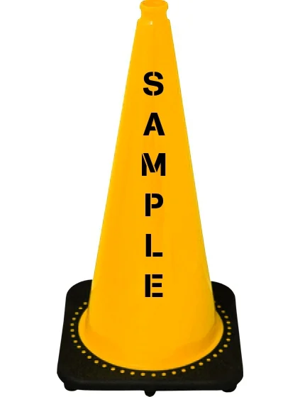 Yellow 28\" 7 lb Black Base Cone with Custom Stencil