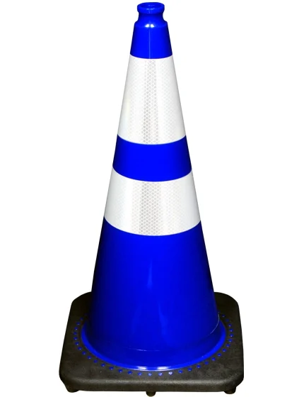 28inch Blue Traffic Cone w/6inch & 4inch Reflective Collars