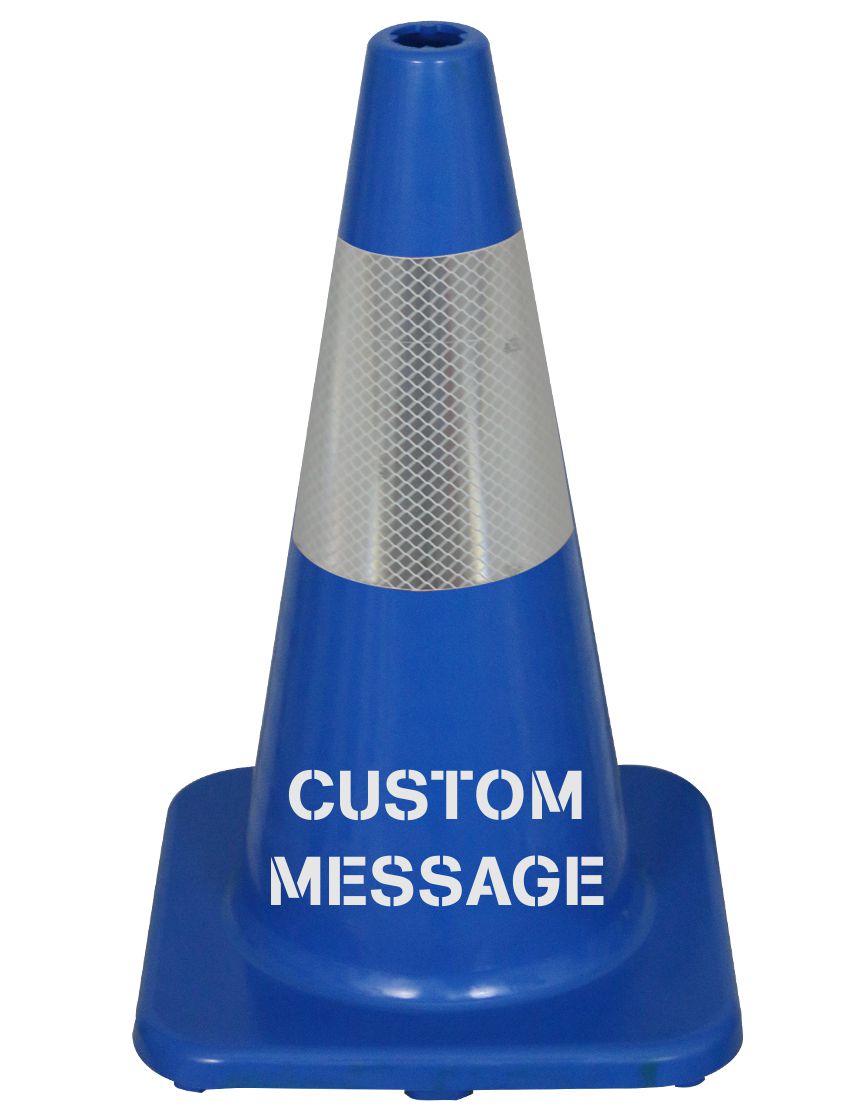 solid blue 18 inch economy cone with 6 inch collar & stencil ...